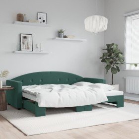 Sofá cama nido terciopelo verde oscuro 80x200 cm en Camas y somieres | Comprar online en Foro24