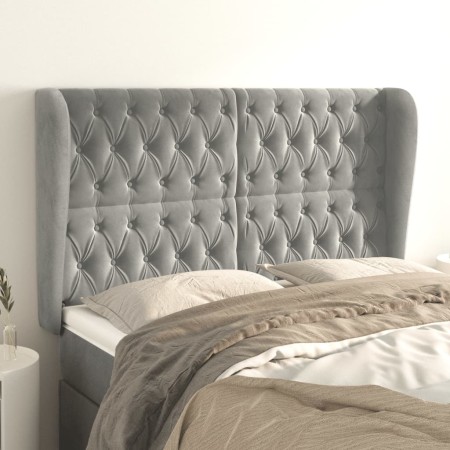 Kopfteil mit hellgrauen Samtohren 147x23x118/128 cm von vidaXL, Kopf- und Fußteile - Ref: Foro24-3118340, Preis: 140,93 €, Ra...