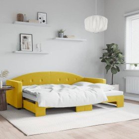 Sofá cama nido terciopelo amarillo 80x200 cm Sofá cama nido terciopelo amarillo 80x200 cm