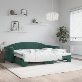 Sofá cama nido terciopelo verde oscuro 90x200 cm Sofá cama nido terciopelo verde oscuro 90x200 cm
