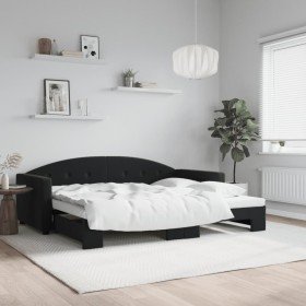 Sofá cama nido terciopelo negro 90x200 cm en Camas y somieres | Comprar online en Foro24