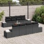 Conjunto de sofá de jardín con cojín 9 pcs Negro Poliratán