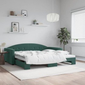 Sofá cama nido terciopelo verde oscuro 100x200 cm Sofá cama nido terciopelo verde oscuro 100x200 cm