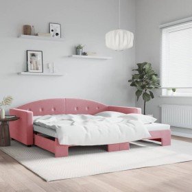 Sofá cama nido terciopelo rosa 100x200 cm Sofá cama nido terciopelo rosa 100x200 cm