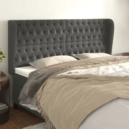 Headboard with dark gray velvet ears 203x23x118/128 cm by vidaXL, Headboards and footboards - Ref: Foro24-3118359, Price: 153...