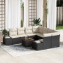 Conjunto de sofá de jardín con cojín 9 pcs Negro Poliratán