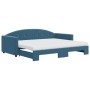 Sofá cama nido con colchón terciopelo azul 90x200 cm