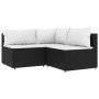 Juego de jardín con cojines 4 piezas ratán sintético negro