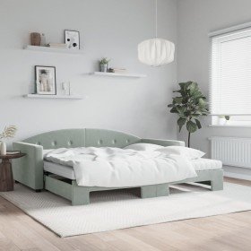 Sofá cama nido con colchón terciopelo gris claro 100x200 cm en Camas y somieres | Comprar online en Foro24