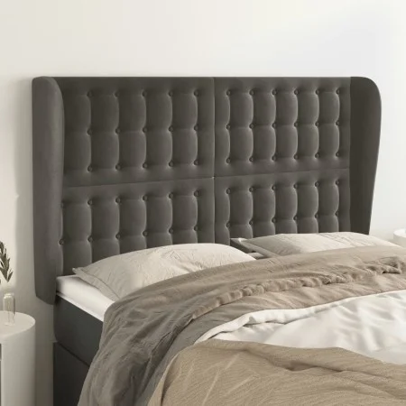 Kopfteil mit dunkelgrauen Samtohren 147x23x118/128 cm von vidaXL, Kopf- und Fußteile - Ref: Foro24-3118439, Preis: 131,18 €, ...