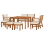 Garten-Essgruppe mit Kissen 9-teilig aus massivem Akazienholz von vidaXL, Gartensets - Ref: Foro24-3154980, Preis: 709,81 €, ...