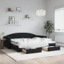 Sofá cama nido con cajones terciopelo negro 90x200 cm en Camas y somieres | Comprar online en Foro24