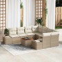 Conjunto de sofá de jardín con cojín 9 pcs Beige Poliratán