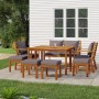 Garten-Essgruppe mit Kissen, 9-teilig, massives Akazienholz von vidaXL, Gartensets - Ref: Foro24-3154981, Preis: 743,25 €, Ra...