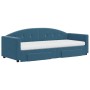 Sofá cama nido con cajones terciopelo azul 80x200 cm