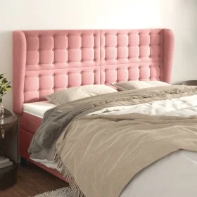 Headboard with pink velvet ears 183x23x118/128 cm by vidaXL, Headboards and footboards - Ref: Foro24-3118455, Price: 128,99 €...