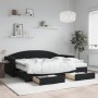 Sofá cama nido con cajones terciopelo negro 80x200 cm