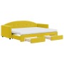 Sofá cama nido con cajones terciopelo amarillo 80x200 cm