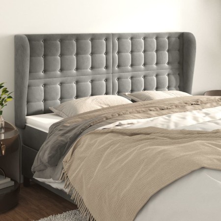 Kopfteil mit hellgrauen Samtohren 183x23x118/128 cm von vidaXL, Kopf- und Fußteile - Ref: Foro24-3118450, Preis: 132,80 €, Ra...