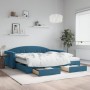 Sofá cama nido con cajones terciopelo azul 100x200 cm en Camas y somieres | Comprar online en Foro24