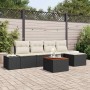 Conjunto de sofá de jardín con cojín 6 pcs Negro Poliratán