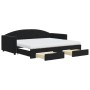 Sofá cama nido con cajones terciopelo negro 90x190 cm
