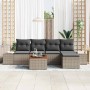Conjunto de sofá de jardín con cojín 6 pcs Gris Poliratán