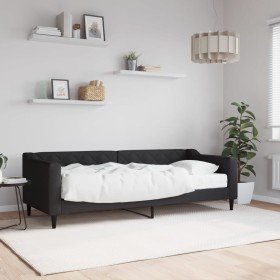 Sofá cama con colchón tela negro 80x200 cm en Camas y somieres | Comprar online en Foro24