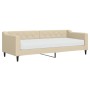 Sofá cama con colchón tela crema 80x200 cm
