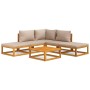 Gartenmöbel-Set 6-teilig aus Massivholz und taupegrauen Kissen von vidaXL, Gartensets - Ref: Foro24-3155245, Preis: 574,01 €,...