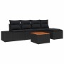Conjunto de sofá de jardín con cojín 6 pcs Negro Poliratán