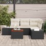 Conjunto de sofá de jardín con cojín 5 pcs Negro Poliratán
