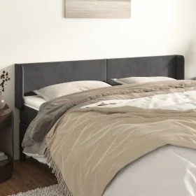 Kopfteil aus dunkelgrauem Samt, 183 x 16 x 78/88 cm von vidaXL, Kopf- und Fußteile - Ref: Foro24-3118549, Preis: 66,26 €, Rab...