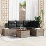 Conjunto de sofá de jardín con cojín 5 pcs Gris Poliratán
