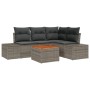 Conjunto de sofá de jardín con cojín 5 pcs Gris Poliratán