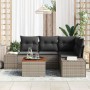 Conjunto de sofá de jardín con cojín 5 pcs Gris Poliratán