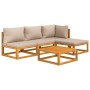 Gartenmöbel-Set 5-teilig aus Massivholz und taupegrauen Kissen von vidaXL, Gartensets - Ref: Foro24-3155247, Preis: 506,78 €,...
