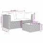 Set muebles de jardín 3 piezas y cojines ratán sintético marrón