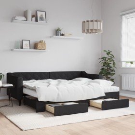 Sofá cama nido con cajones tela negro 80x200 cm en Camas y somieres | Comprar online en Foro24