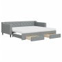 Sofá cama nido con cajones tela gris claro 90x200 cm
