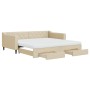 Sofá cama nido con cajones tela color crema 100x200 cm