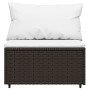 Set muebles de jardín 4 piezas y cojines ratán sintético marrón