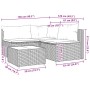 Set muebles de jardín 4 piezas y cojines ratán sintético marrón
