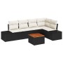 Conjunto de sofá de jardín con cojín 6 pcs Negro Poliratán