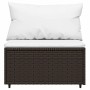 Set muebles de jardín 3 piezas y cojines ratán sintético marrón