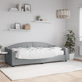 Sofá cama con colchón tela gris claro 80x200 cm Sofá cama con colchón tela gris claro 80x200 cm