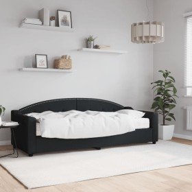 Sofá cama con colchón tela negro 80x200 cm Sofá cama con colchón tela negro 80x200 cm