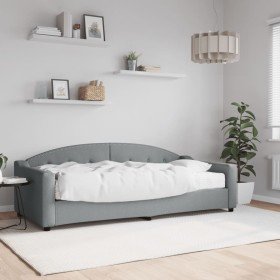 Sofá cama con colchón tela gris claro 90x200 cm Sofá cama con colchón tela gris claro 90x200 cm