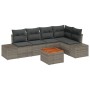 Conjunto de sofá de jardín con cojín 6 pcs Gris Poliratán