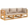 Gartenmöbel-Set 3-teilig aus Massivholz und taupegrauen Kissen von vidaXL, Gartensets - Ref: Foro24-3155252, Preis: 390,03 €,...